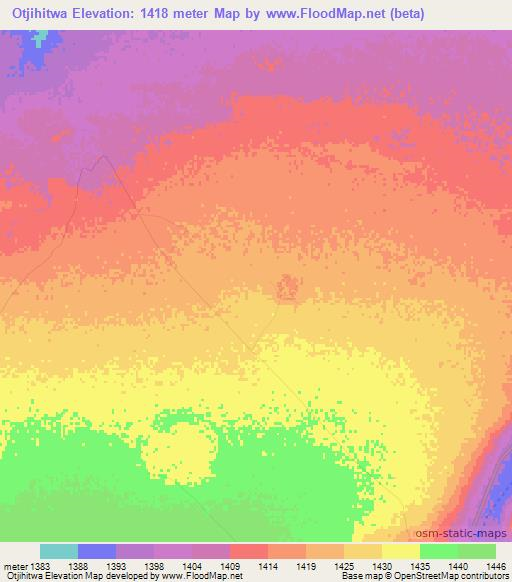 Otjihitwa,Namibia Elevation Map