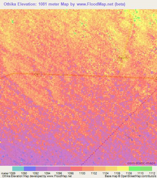 Othika,Namibia Elevation Map