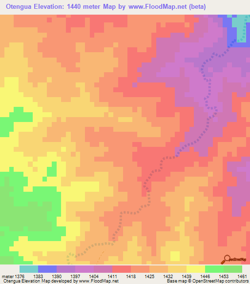 Otengua,Namibia Elevation Map