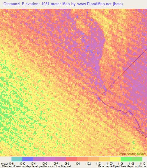Otamanzi,Namibia Elevation Map