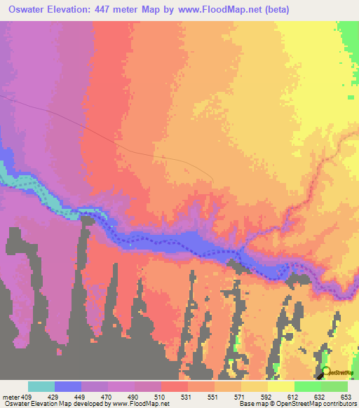 Oswater,Namibia Elevation Map