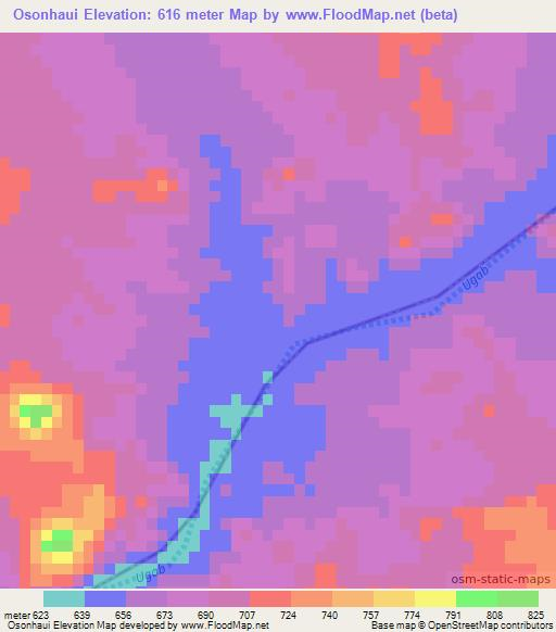 Osonhaui,Namibia Elevation Map