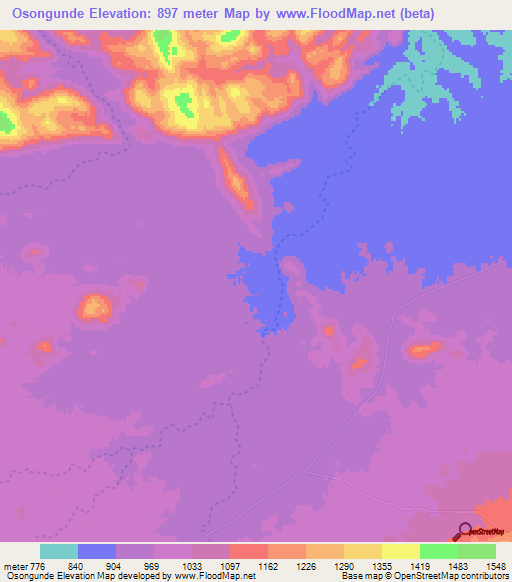 Osongunde,Namibia Elevation Map