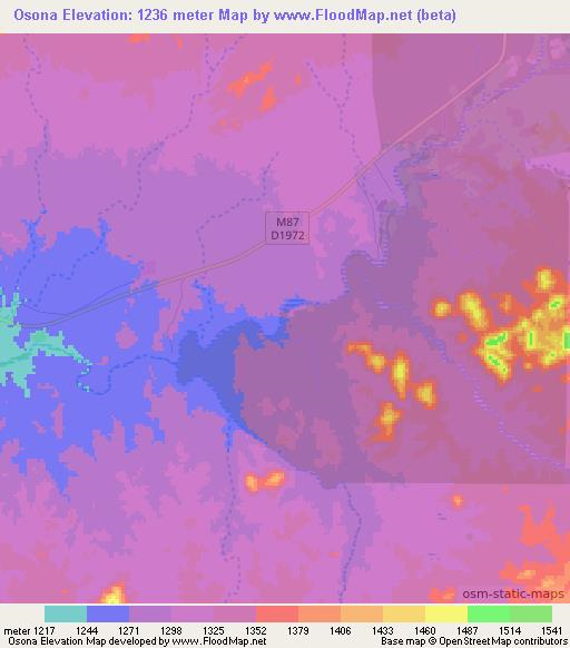 Osona,Namibia Elevation Map