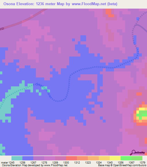 Osona,Namibia Elevation Map