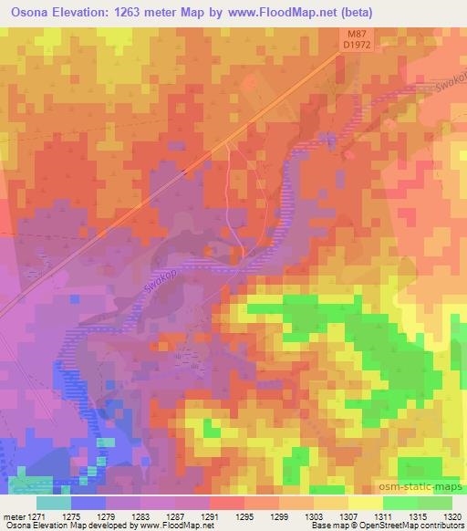 Osona,Namibia Elevation Map