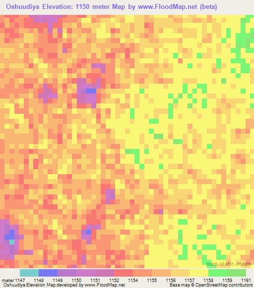 Oshuudiya,Namibia Elevation Map