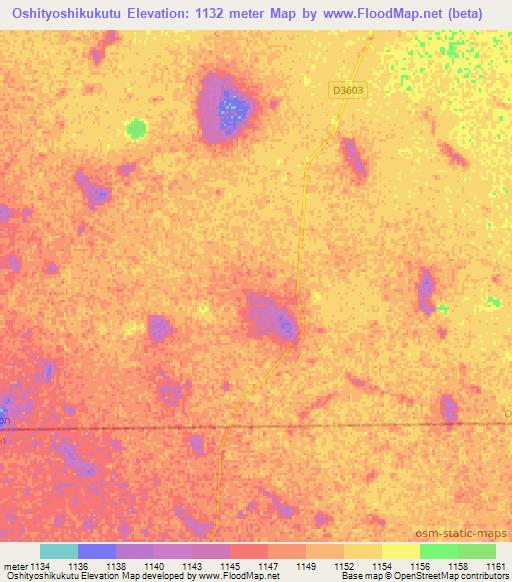 Oshityoshikukutu,Namibia Elevation Map