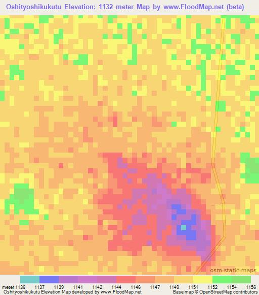 Oshityoshikukutu,Namibia Elevation Map