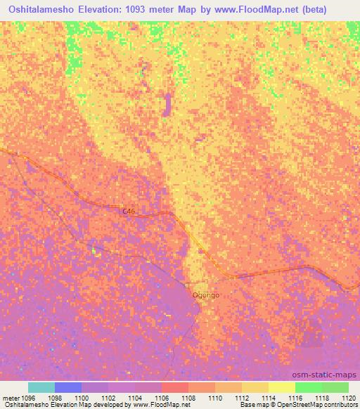 Oshitalamesho,Namibia Elevation Map