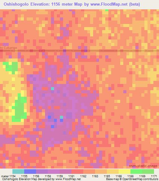 Oshishogolo,Namibia Elevation Map