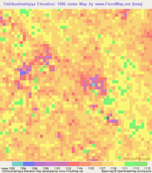 Oshikushashipya,Namibia Elevation Map