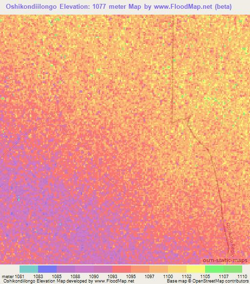Oshikondiilongo,Namibia Elevation Map