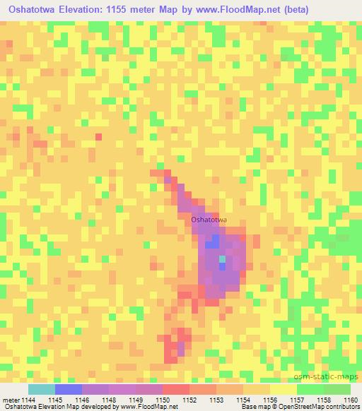Oshatotwa,Namibia Elevation Map