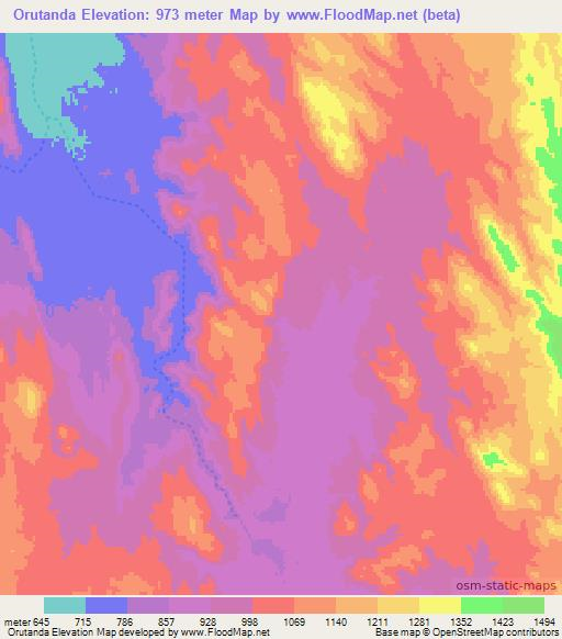 Orutanda,Namibia Elevation Map