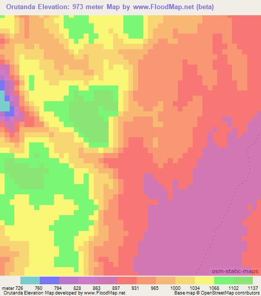 Orutanda,Namibia Elevation Map