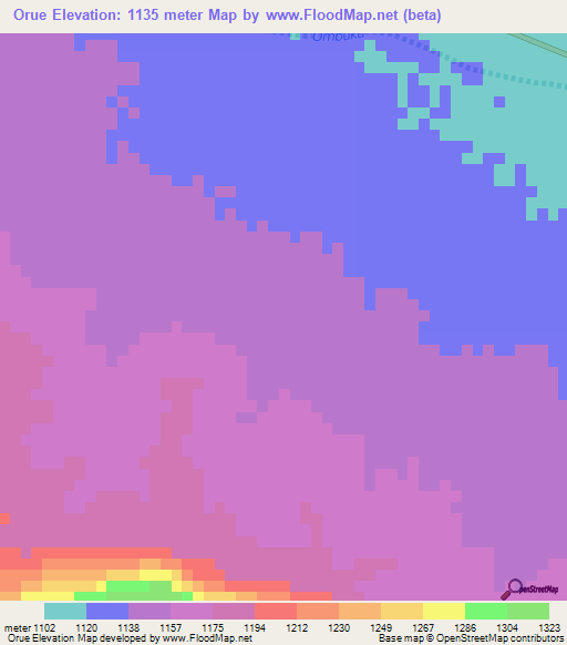Orue,Namibia Elevation Map