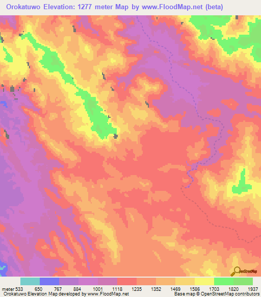 Orokatuwo,Namibia Elevation Map