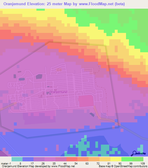 Oranjemund,Namibia Elevation Map