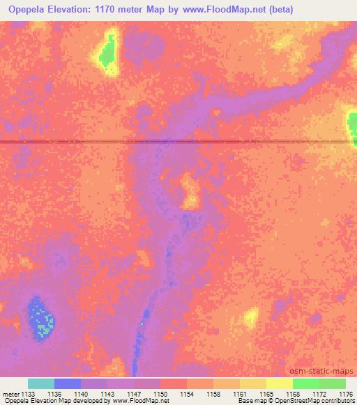 Opepela,Namibia Elevation Map