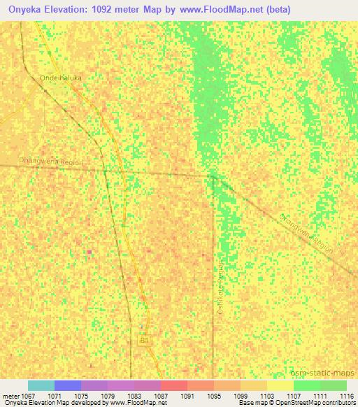 Onyeka,Namibia Elevation Map
