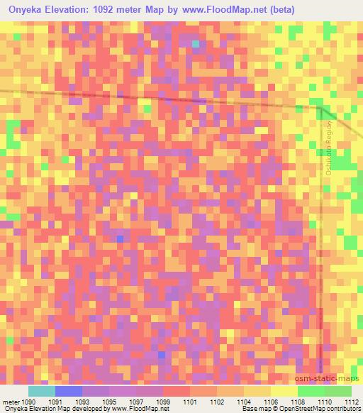 Onyeka,Namibia Elevation Map