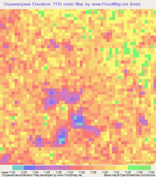 Onyawanyawa,Namibia Elevation Map