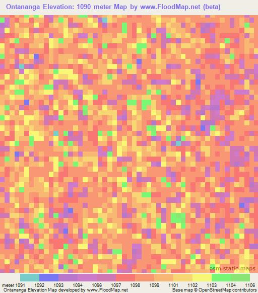 Ontananga,Namibia Elevation Map
