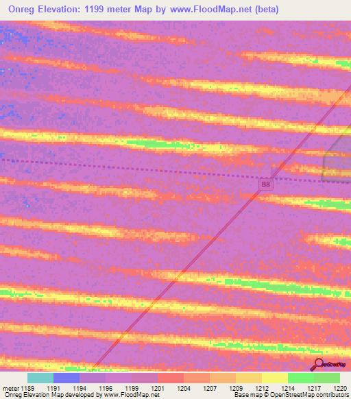 Onreg,Namibia Elevation Map