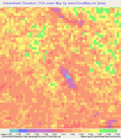 Onkwinkwiti,Namibia Elevation Map