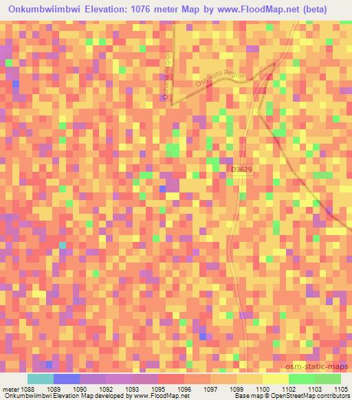 Onkumbwiimbwi,Namibia Elevation Map