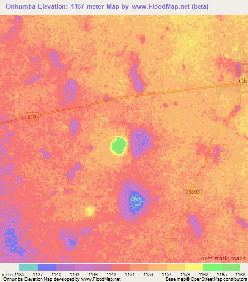 Onhumba,Namibia Elevation Map