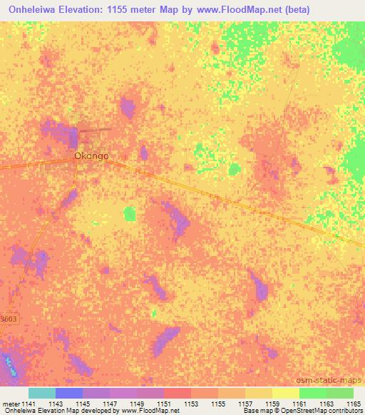Onheleiwa,Namibia Elevation Map