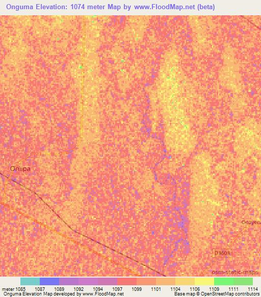 Onguma,Namibia Elevation Map