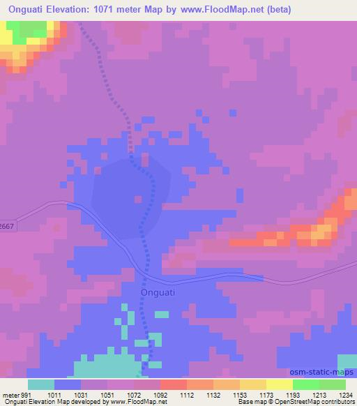 Onguati,Namibia Elevation Map