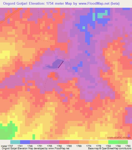 Ongord Gotjari,Namibia Elevation Map