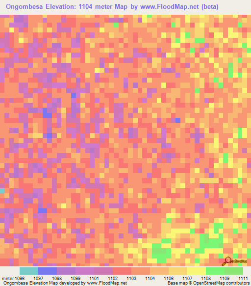 Ongombesa,Namibia Elevation Map