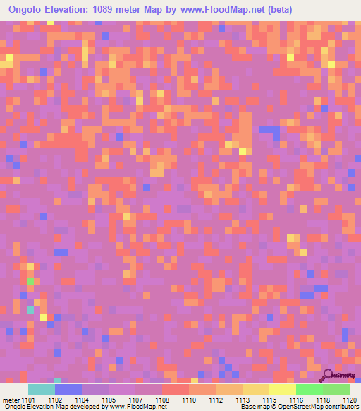 Ongolo,Namibia Elevation Map