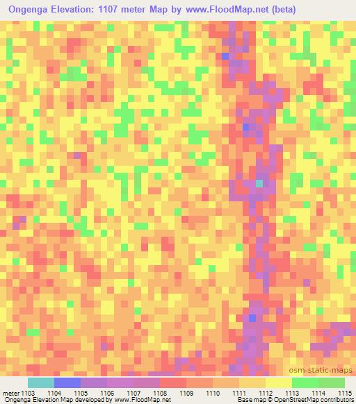 Ongenga,Namibia Elevation Map