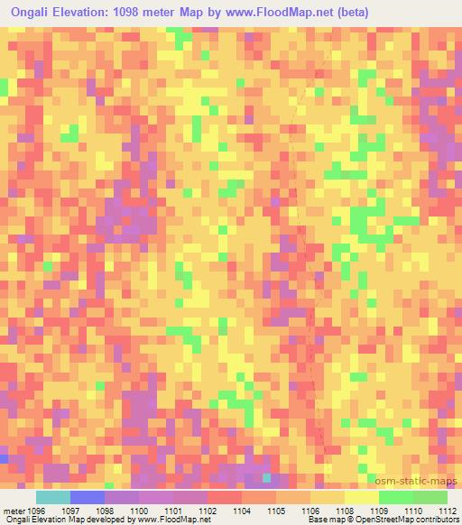 Ongali,Namibia Elevation Map