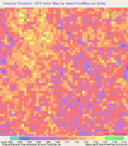 Oneputa,Namibia Elevation Map