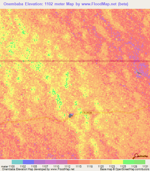 Onembaba,Namibia Elevation Map
