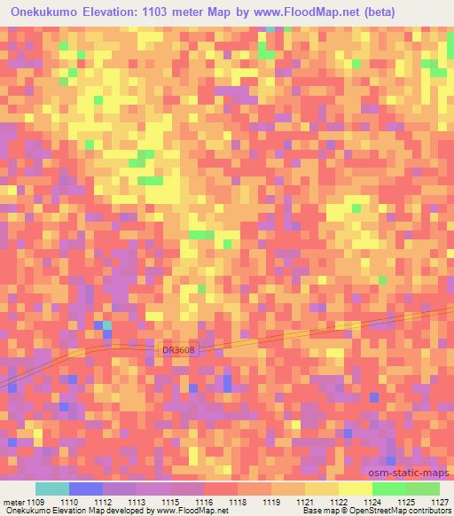 Onekukumo,Namibia Elevation Map