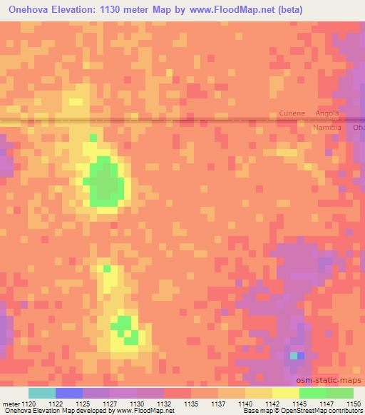 Onehova,Namibia Elevation Map