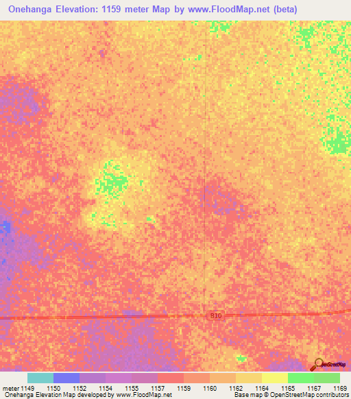 Onehanga,Namibia Elevation Map