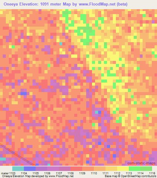 Oneeya,Namibia Elevation Map
