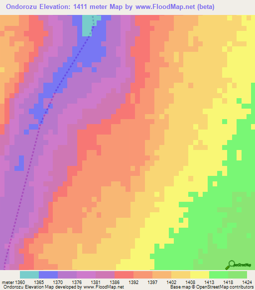 Ondorozu,Namibia Elevation Map