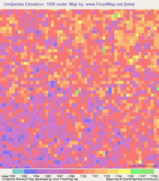 Ondjamba,Namibia Elevation Map