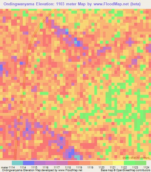 Ondingwanyama,Namibia Elevation Map
