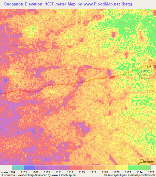 Ondaanda,Namibia Elevation Map